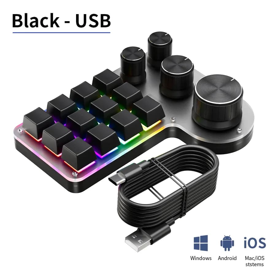 3 Modes 12 touches clavier mécanique 4 boutons programmation personnalisée clavier de jeu Macro rvb