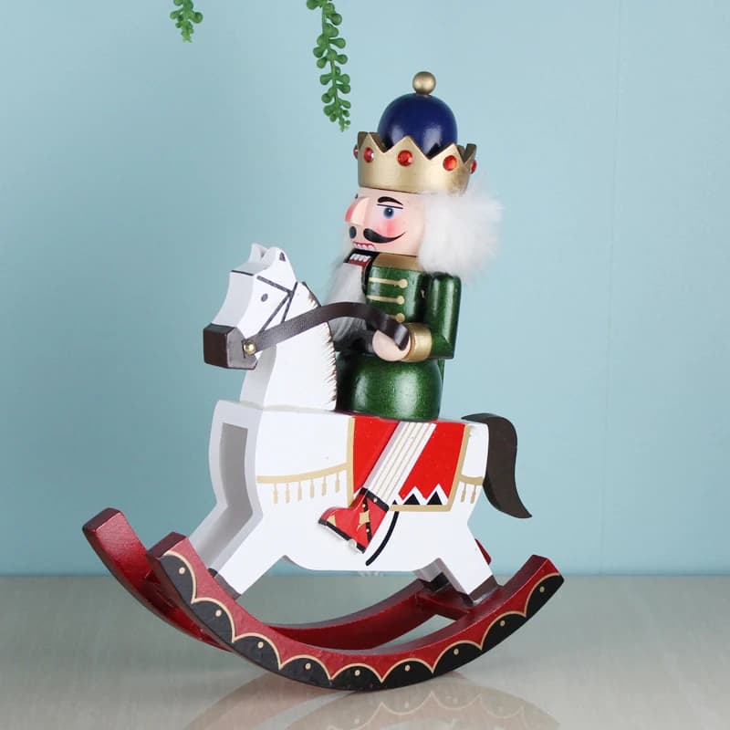 Poupée de chevalier soldat roi cheval oscillant casse-noisette de 30cm, jouet de marionnette fait à