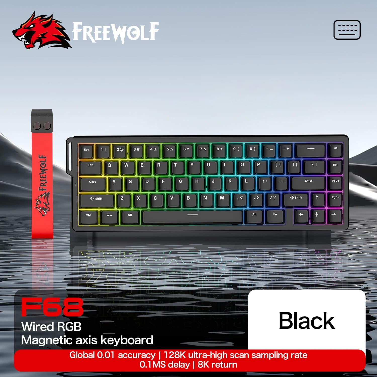 Clavier filaire 8K Hz F68 et sans fil 1K Hz F68Pro, offre une latence de 0,01 mm, 0,1 ms sur toute l
