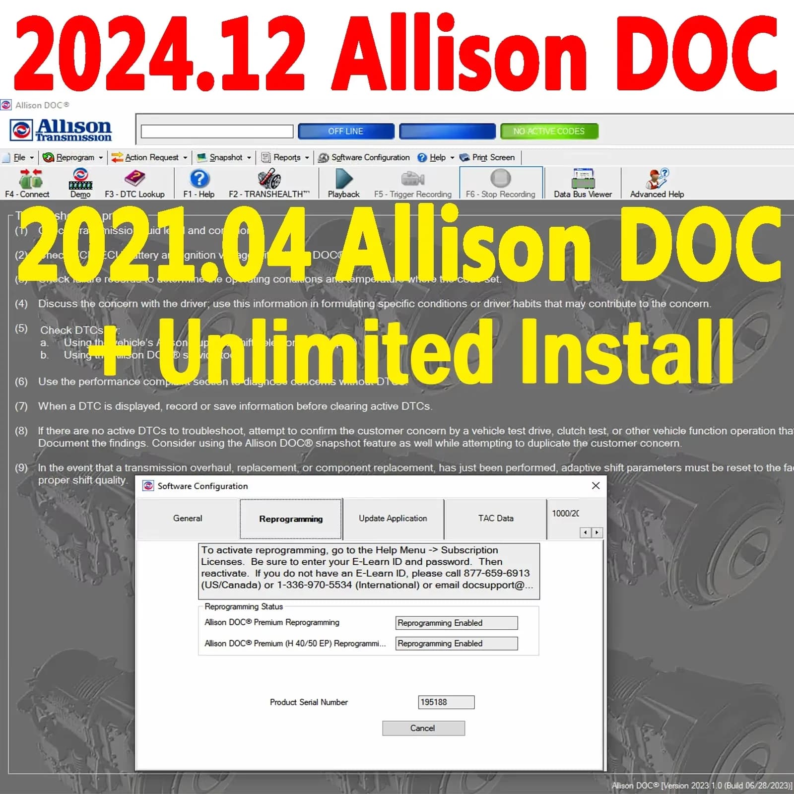 Allison DOC GEN5 outil de Service PC de Transmission de fichiers 2019 avec keygen peut fonctionner p