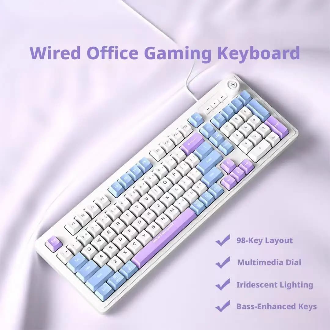 Clavier filaire silencieux pour le jeu et le bureau, rétroéclairage 3 couleurs, sensation mécanique,