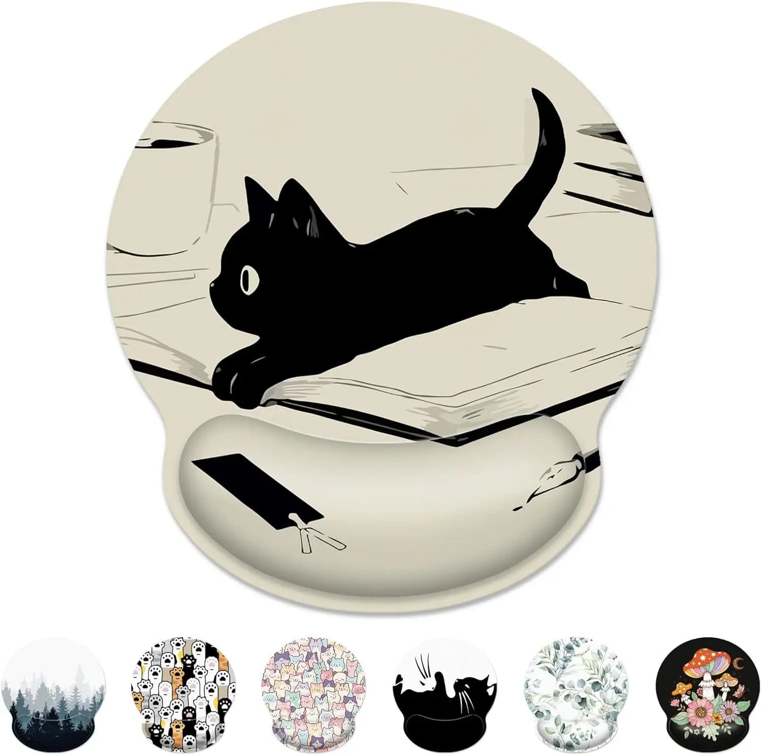 Tapis de souris repose-poignet chaton mignon – Doux et confortable, Support de poignet, résistant au