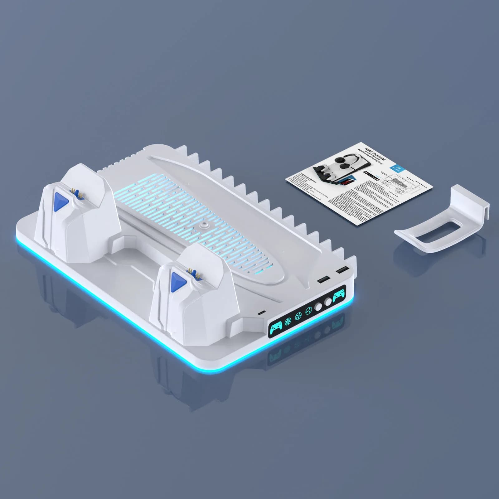Support de refroidissement pour PS5/PS5 Slim/PS5 Pro, station de charge rapide pour deux manettes, é