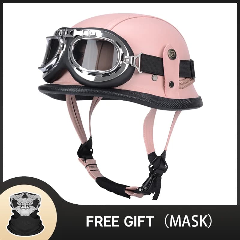 Demi-casque Vintage allemand de l'ancienne école, demi-coque de moto rétro, doublure intérieure conf
