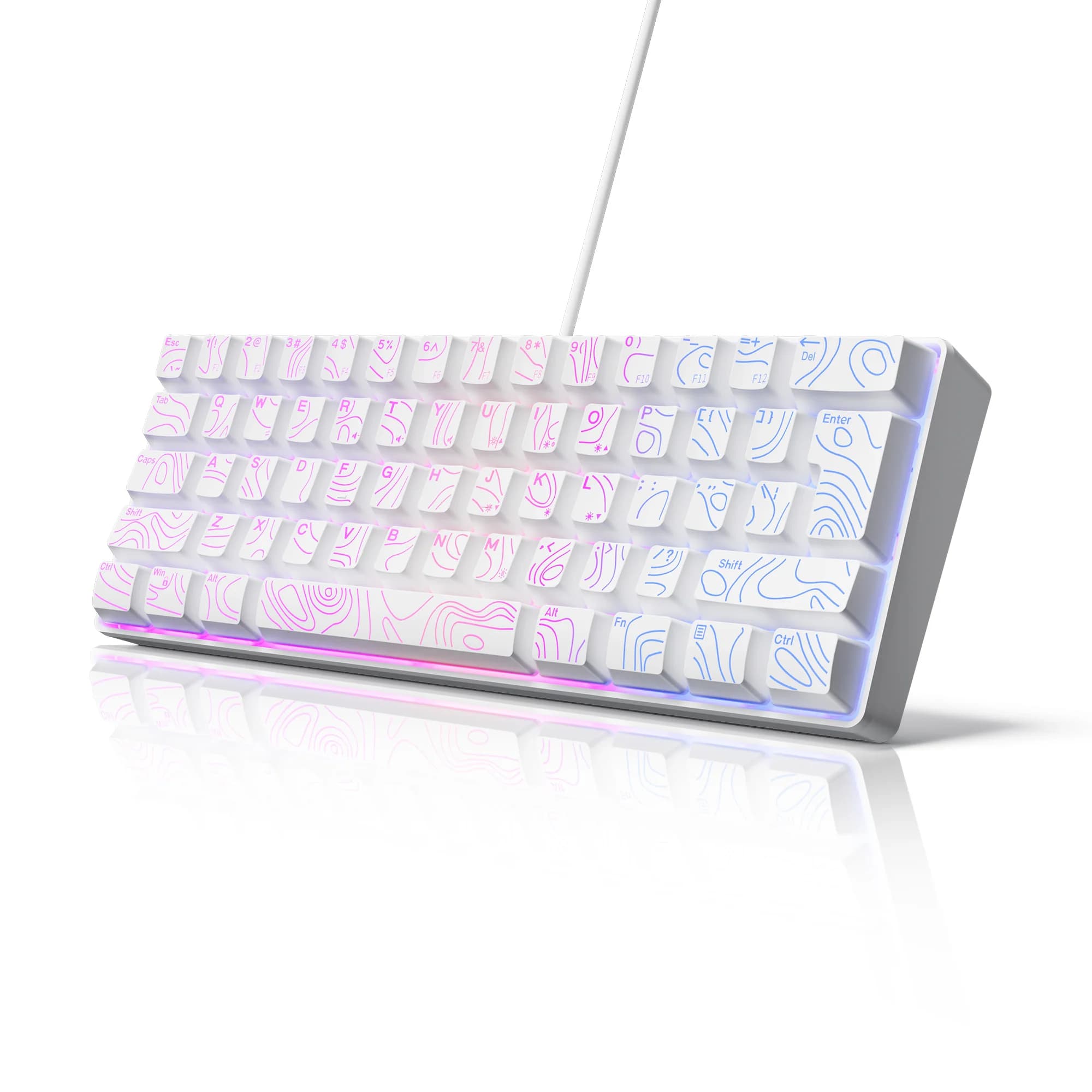 Clavier filaire compact à 60 % avec rétroéclairage RVB et interrupteurs à membrane. Compatible avec