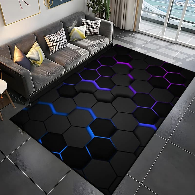 Tapis d'illusion géométrique miroir abstrait 3D, grande surface, pour la maison, salon, chambre à co