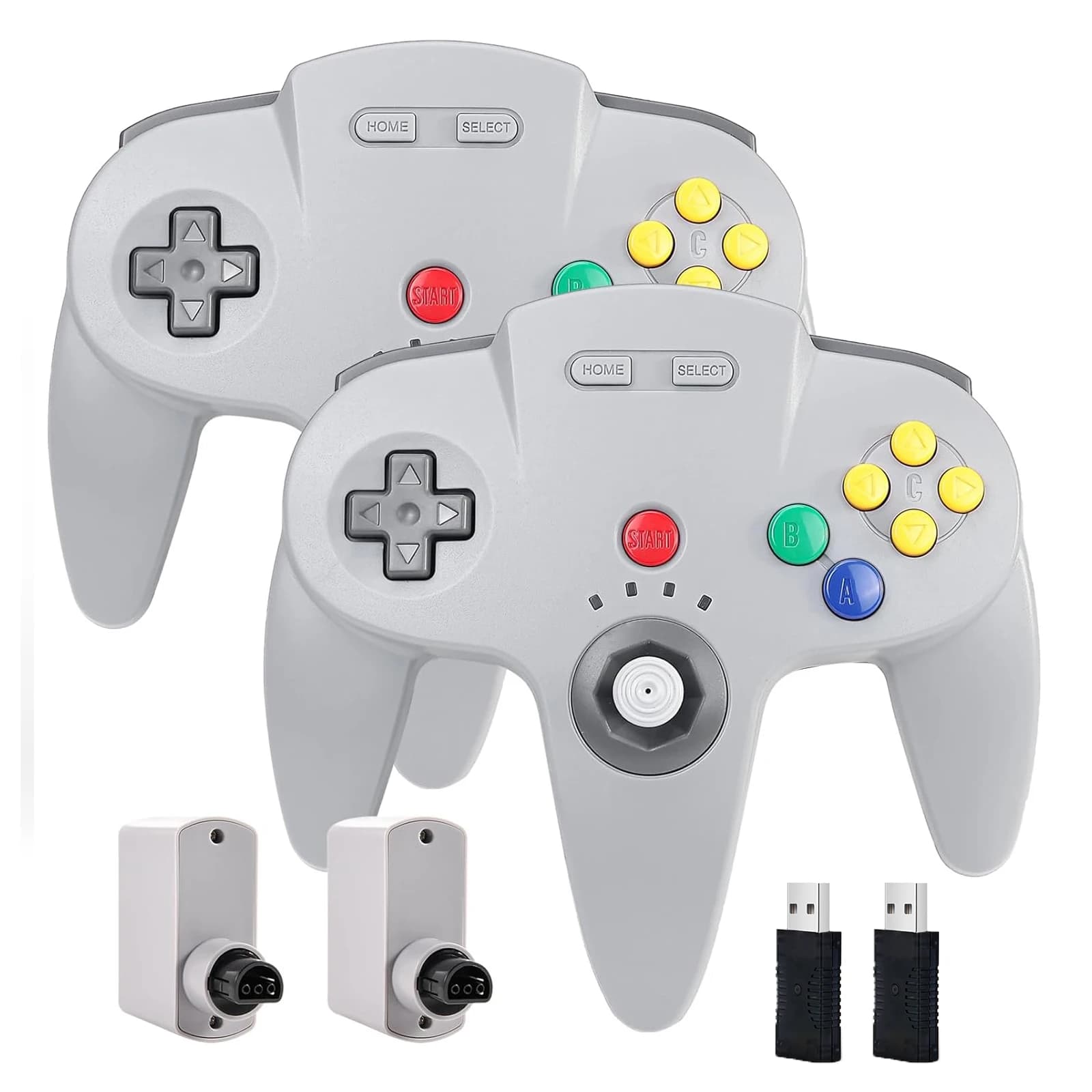 Contrôleur sans fil 2.4 GHz pour commutateur N64 en ligne, 2 pièces, avec USB et récepteur N64 pour