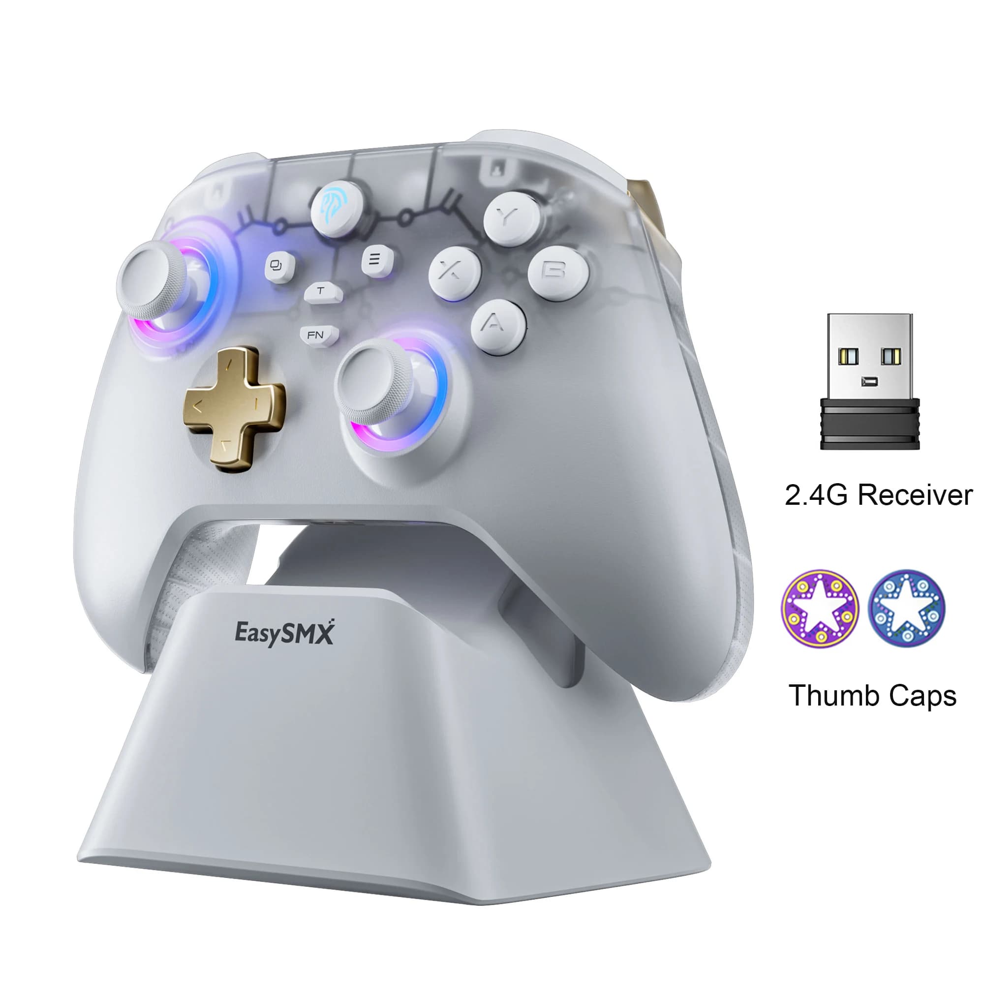 Manette de jeu sans fil EasySMX D05 pour Nintendo Switch PC avec station de chargement manettes à ef