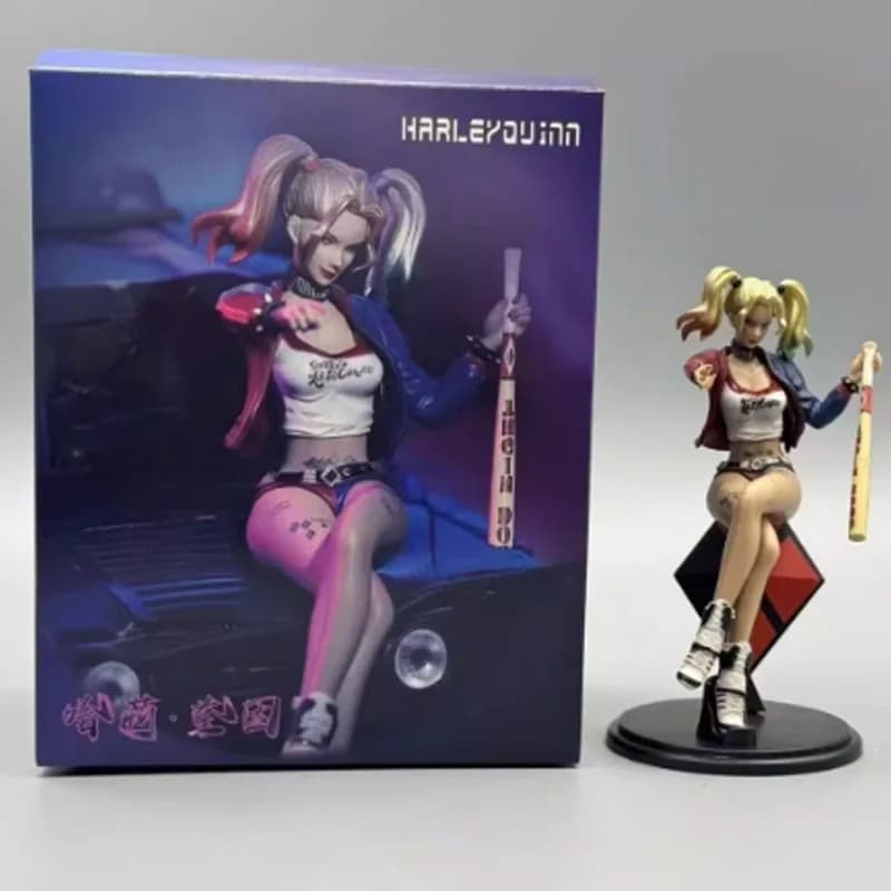 Figurines d'action en PVC de 11 cm, personnage d'anime Harley Quinn, position assise, ornement de bu