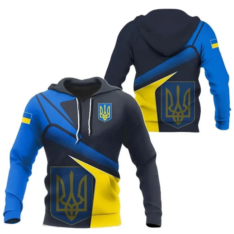 Sweat à capuche pour hommes, drapeau de l'ukraine, Camouflage, emblème national ukrainien imprimé, v