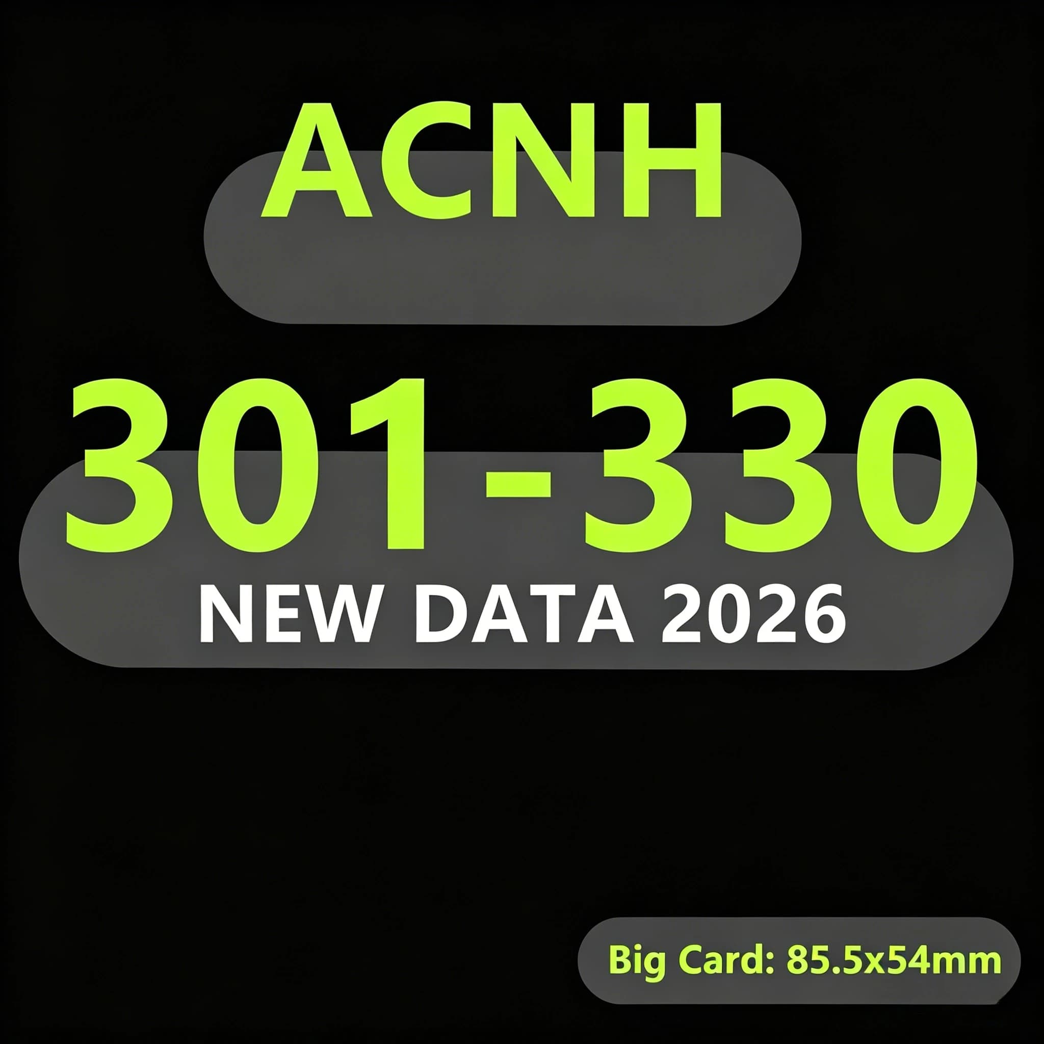 Cartes de poche de divertissement portable 301-330 Série complète ACNH, avec portrait de personnage