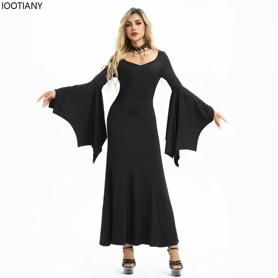 Robe Slim Vampire Sexy pour Femme, Manches Chauve-Souris, Halloween, Dark Gothic, Hot Girl, Robe de