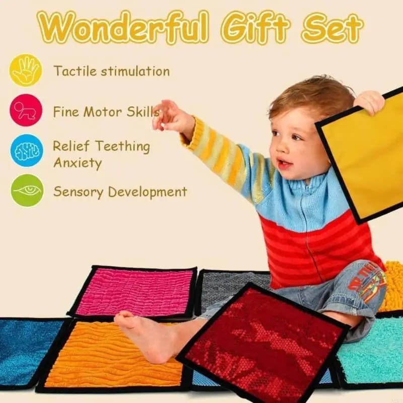 16pcs Mat sensoriel portable améliore l'exploration des nourrissons les compétences en couleur visue