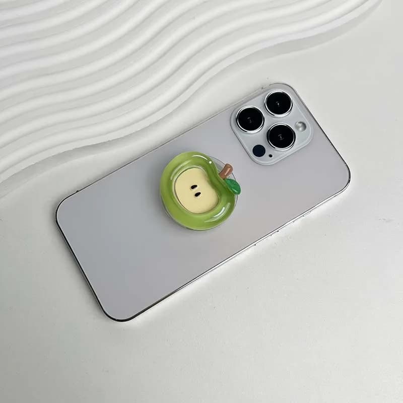 Support de téléphone portable série Fruit mignon, matériau en résine, prise Apple rouge, support pli