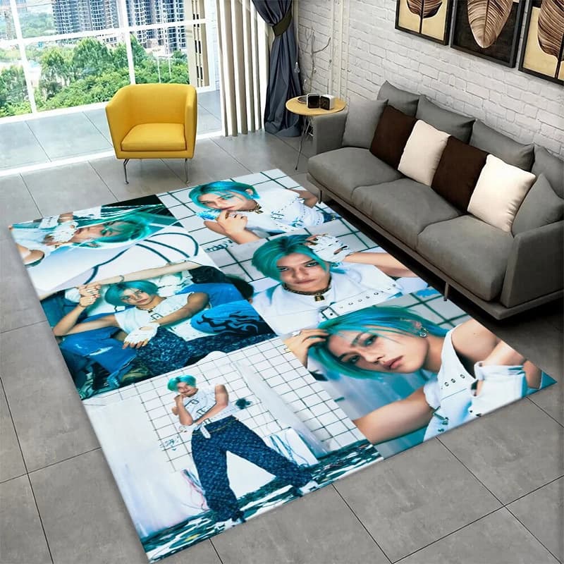 Tapis Kpop Felix Stray Kids Music Star pour salle de jeux, chambre, salon, canapé, décoration intéri