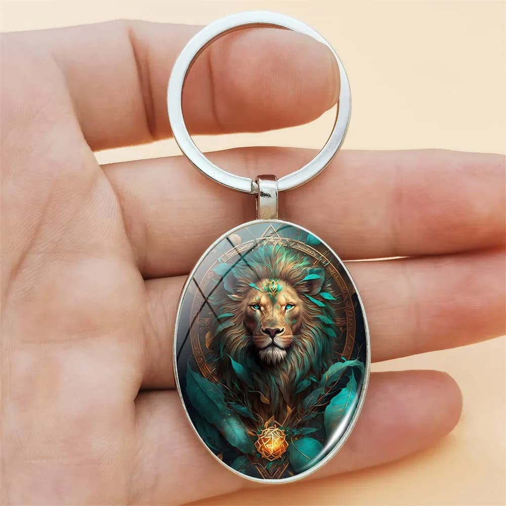 Porte-clés roi Lion elliptique, pendentif décoratif, breloque Punk, accessoires de sac à dos de voit