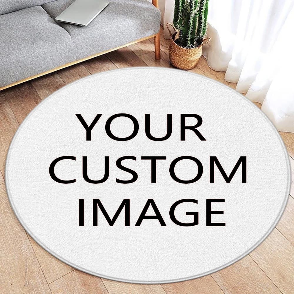Tapis Photo personnalisé rond en flanelle, avec texte Photo, Logo, lavable et antidérapant, personna