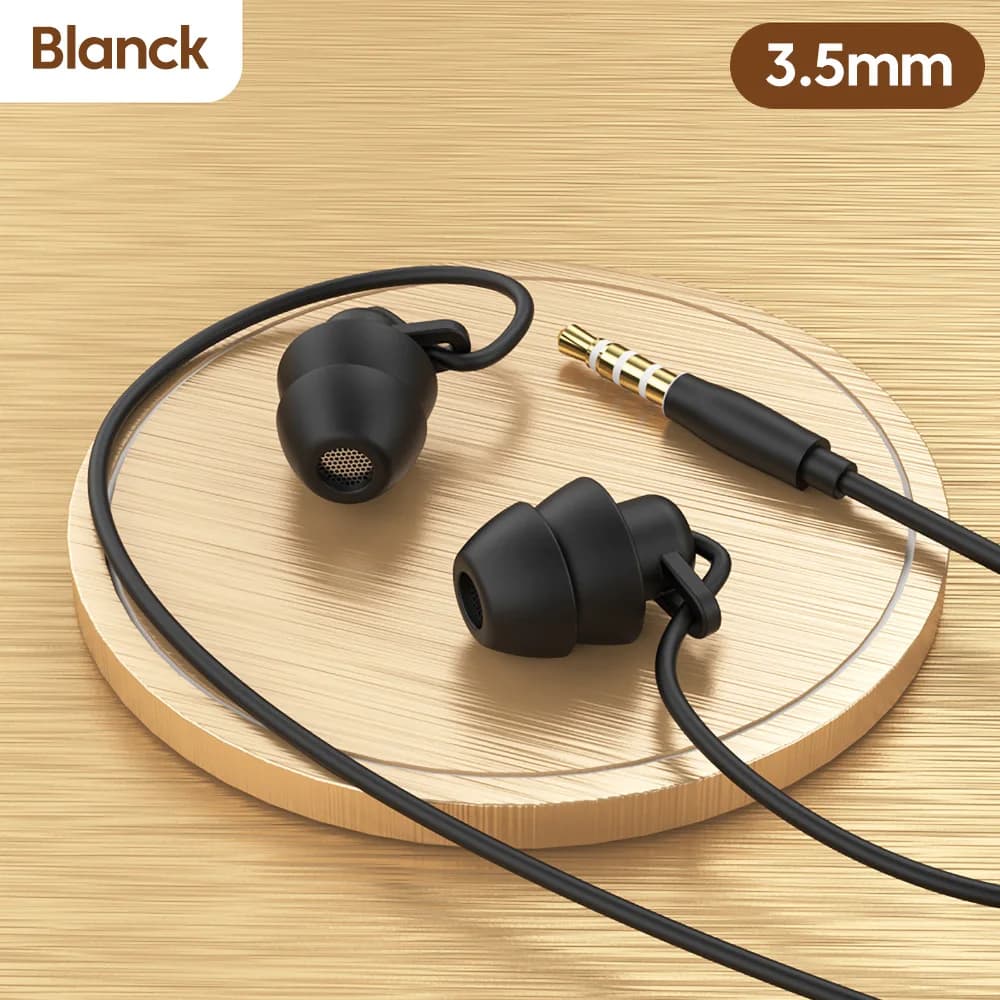 S2 casque de couchage 3.5mm écouteur filaire casque intra-auriculaire à commande filaire avec Microp