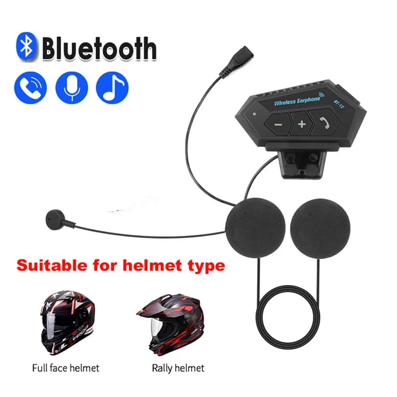 Casque de moto BT, Kit d'appel mains libres sans fil, stéréo, Anti-interférence, étanche, lecteur de