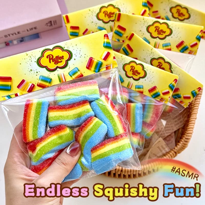 Jouet Squishy à bande aigre arc-en-ciel, Silicone de qualité alimentaire, rebond lent et doux, cadea