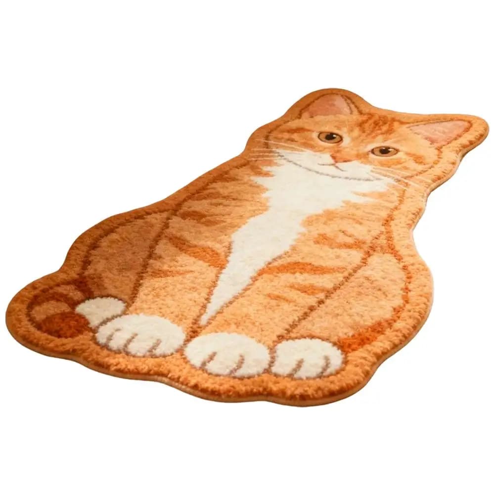 Tapis en forme de chat 3D mignon, couverture de chevet en peluche et chaude, chambre à coucher migno