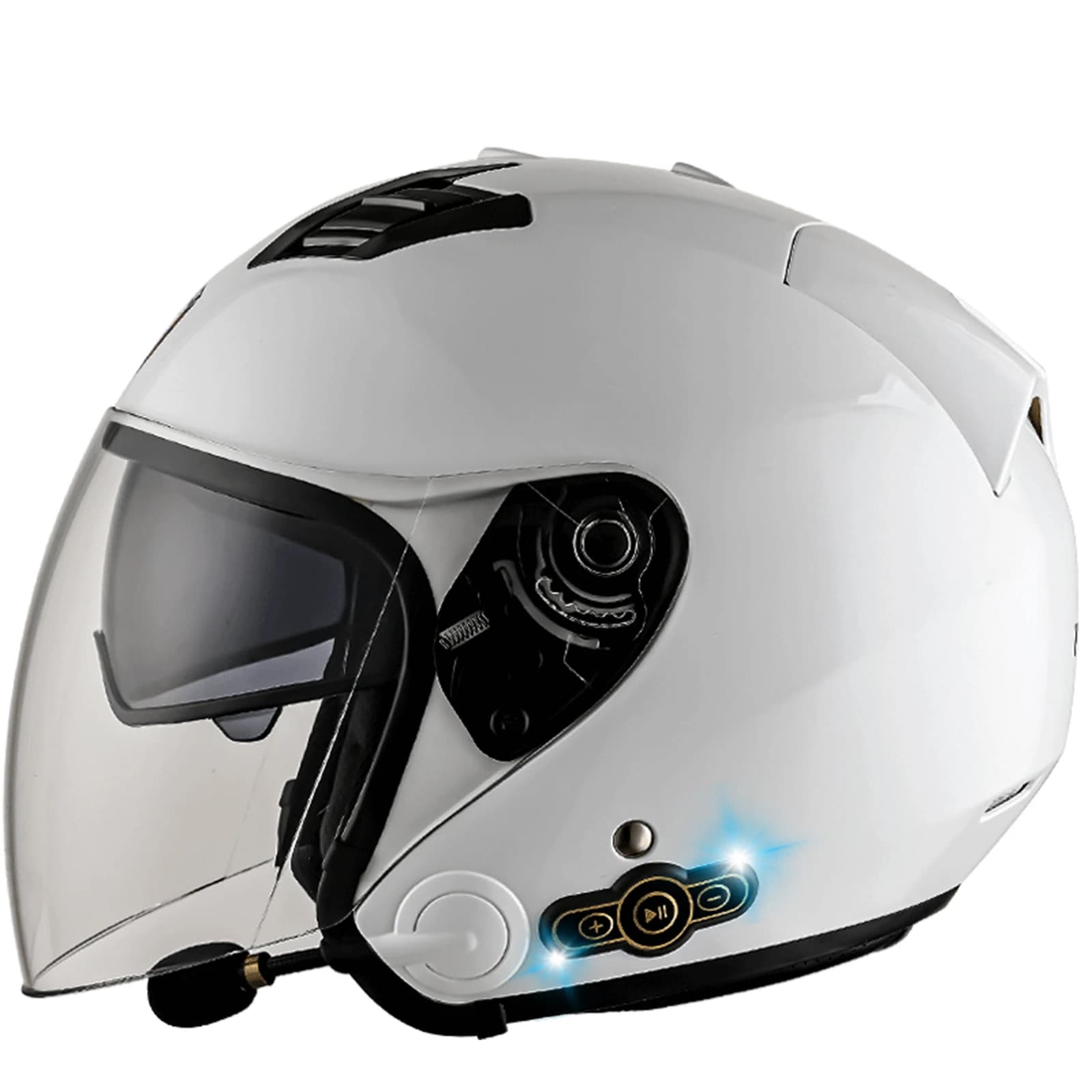 Casque de moto intégral Bluetooth 3/4 pour hommes et femmes, visage ouvert, approuvé DOT, étanche, D