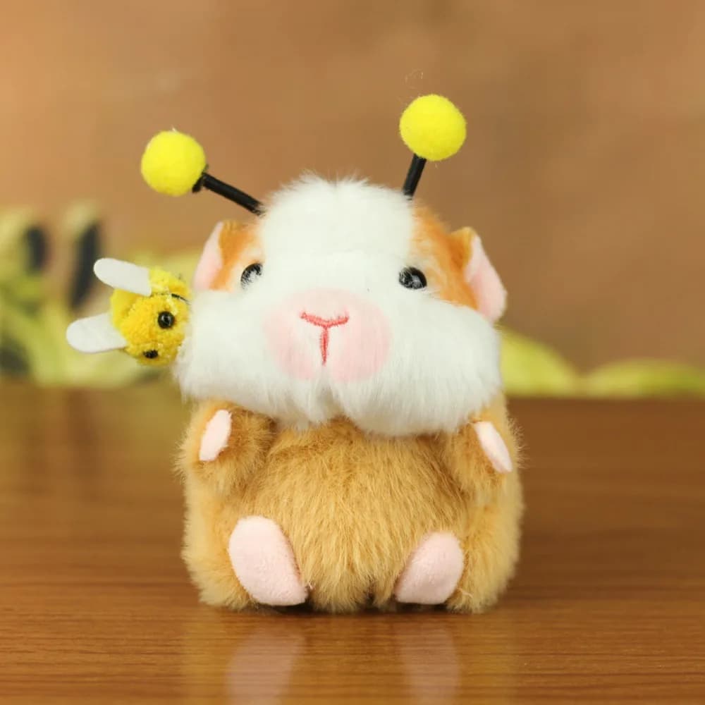 Porte-clés en peluche cochon d'inde, Animal en peluche, abeille, dessin animé, cochon d'inde, chapea