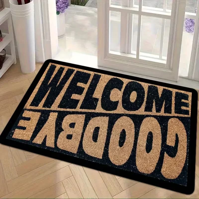 VIKAMA Fun Welcome/Goodbye Rug Home Living Room Entrance Personalised Greeting Mat Non-Slip Wear-Res