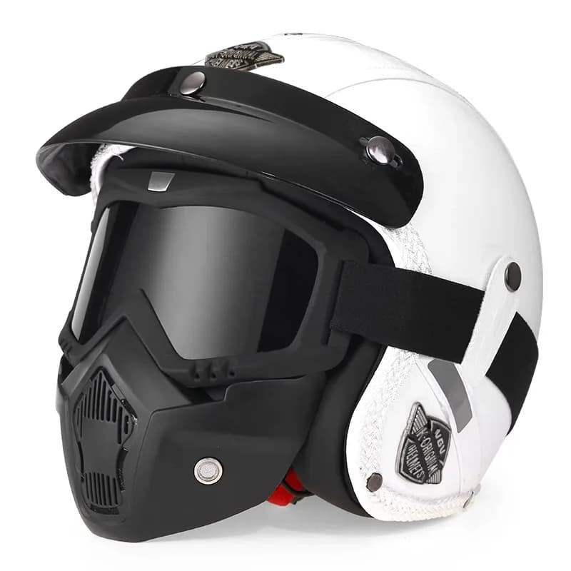 Casque de moto vintage VGV amovible Masque Cruiser 3/4 Casque visage ouvert homme miss respirant p