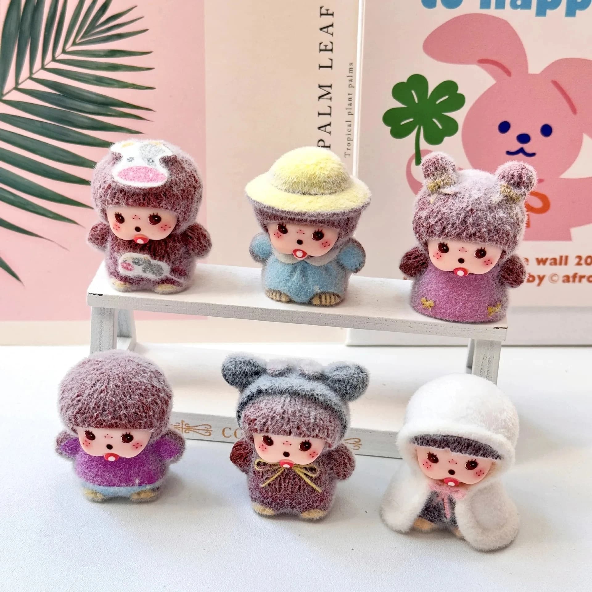 6 pièces de mignon miel souris animal bricolage ornements pendentifs porte-clés bureau petits orneme