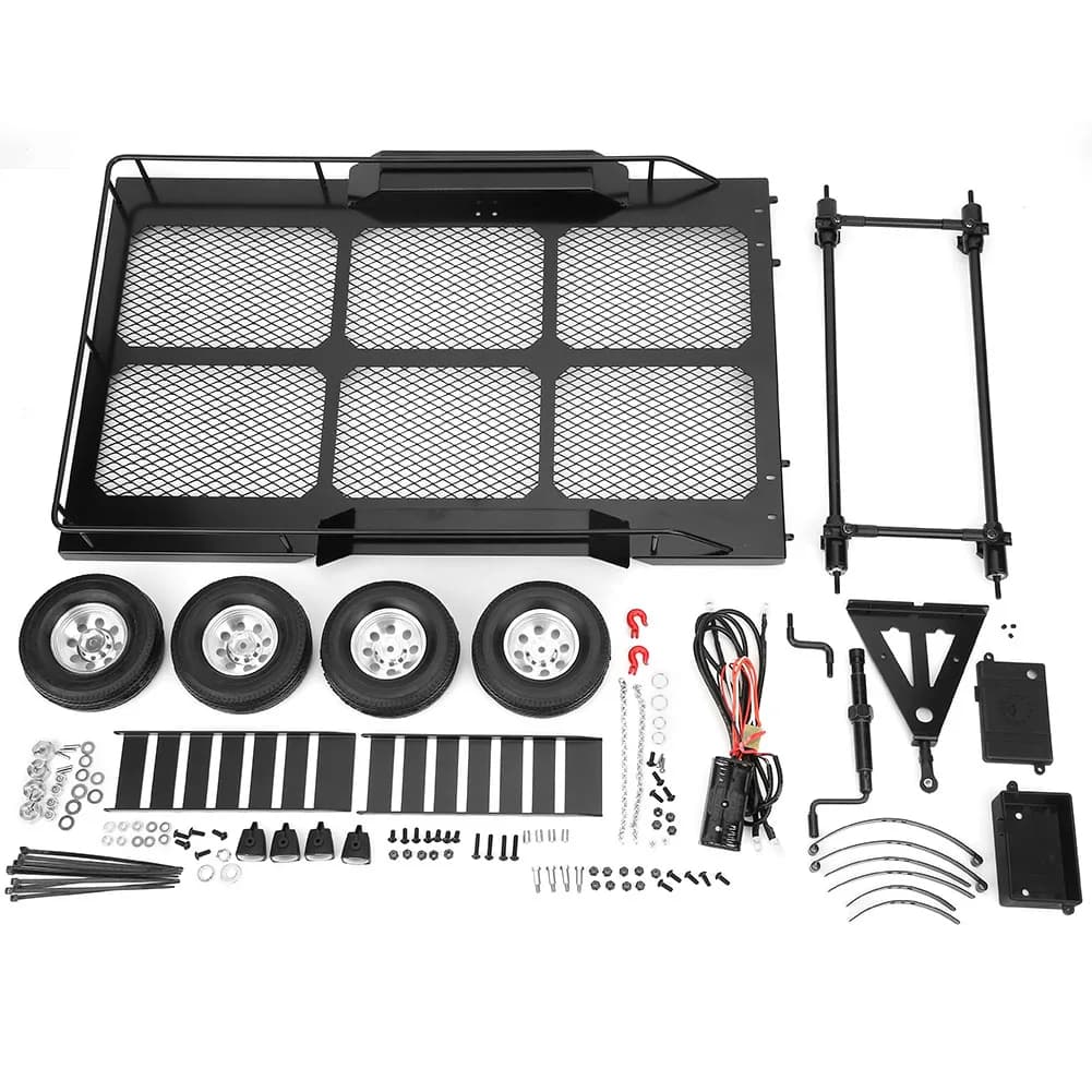 1/10 Trail métal Trail voiture remorque accessoire avec quatre pneus adapté pour RC4WD 1/10 RC voitu