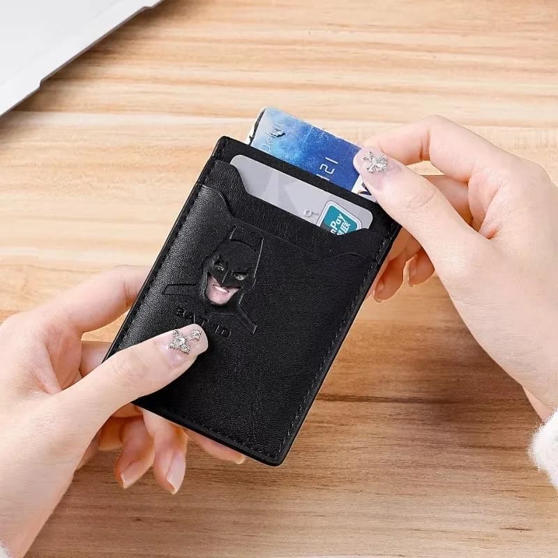 Portefeuille d'identification chauve-souris pour hommes, étui en cuir mince avec porte-carte, couver