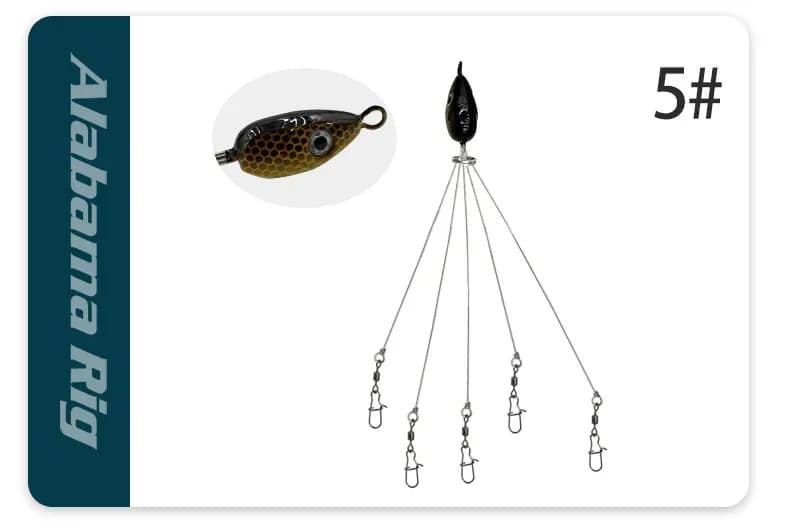 Accessoire de pêche Alabama à 5 bras pour la pêche au bar avec pivots de baril, accessoire d'appât
