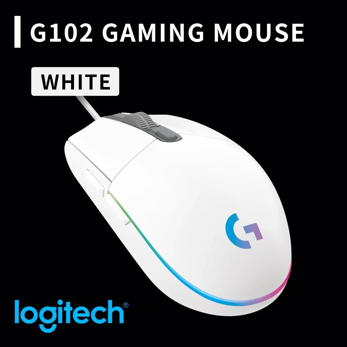 Souris filaire Logitech G102 2e génération, design léger pour les joueurs aux petites mains