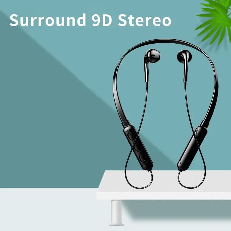 Casque d'écoute Bluetooth sans fil 9D, stéréo suspendu au cou, réduction du bruit, universel 5.0, in