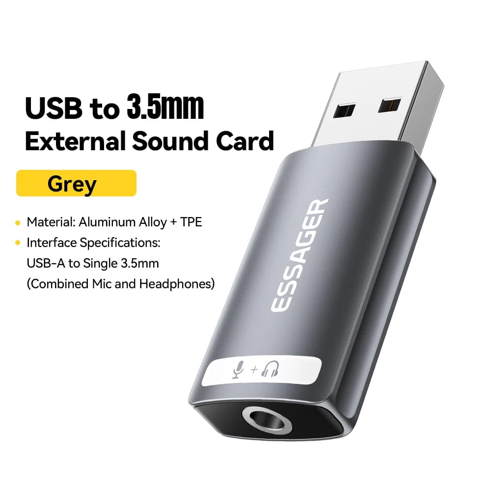 Essager – carte son USB externe vers micro 3.5mm, prise casque stéréo, adaptateur de Microphone Audi