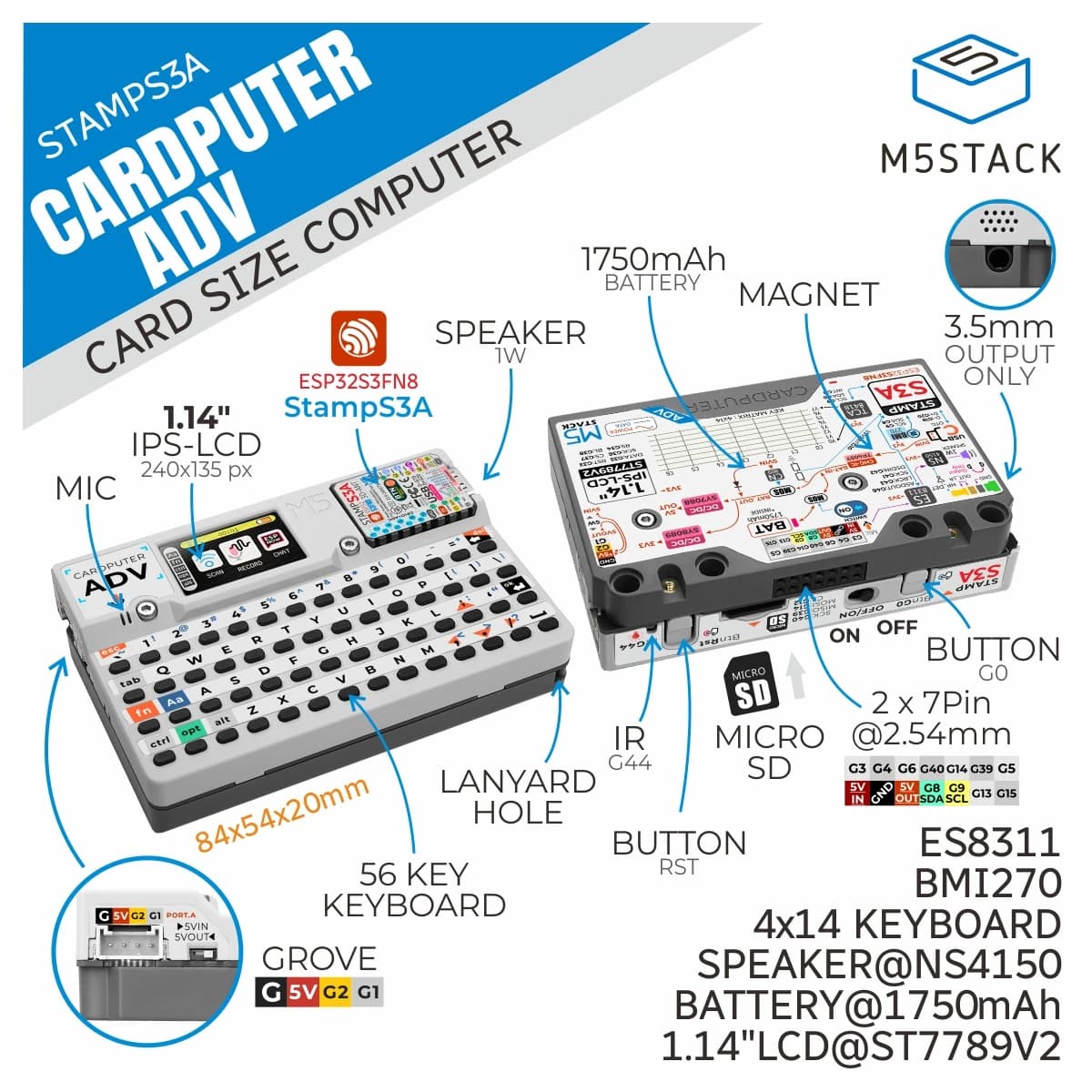 M5stack Officiel Cardputer Version Avancée (ESP32-S3)