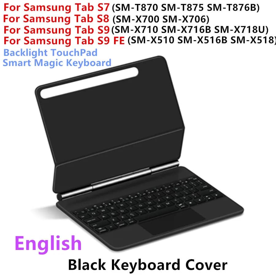 Clavier magique pour Samsung Galaxy Tab S9 FE S10 FE S10 Lite 10.9" S9 S8 S7 11 pouces, étui magnéti