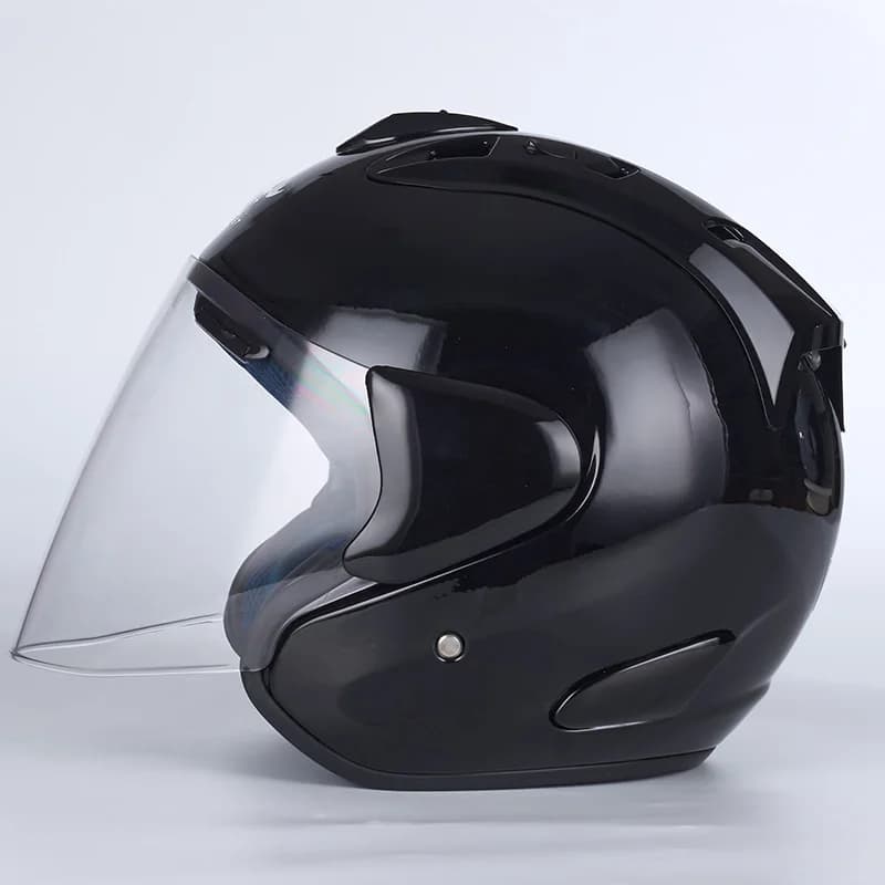 VZ Ram noir brillant demi Casque visage ouvert Moto Casque d'été unisexe Scooter course Casque de sé