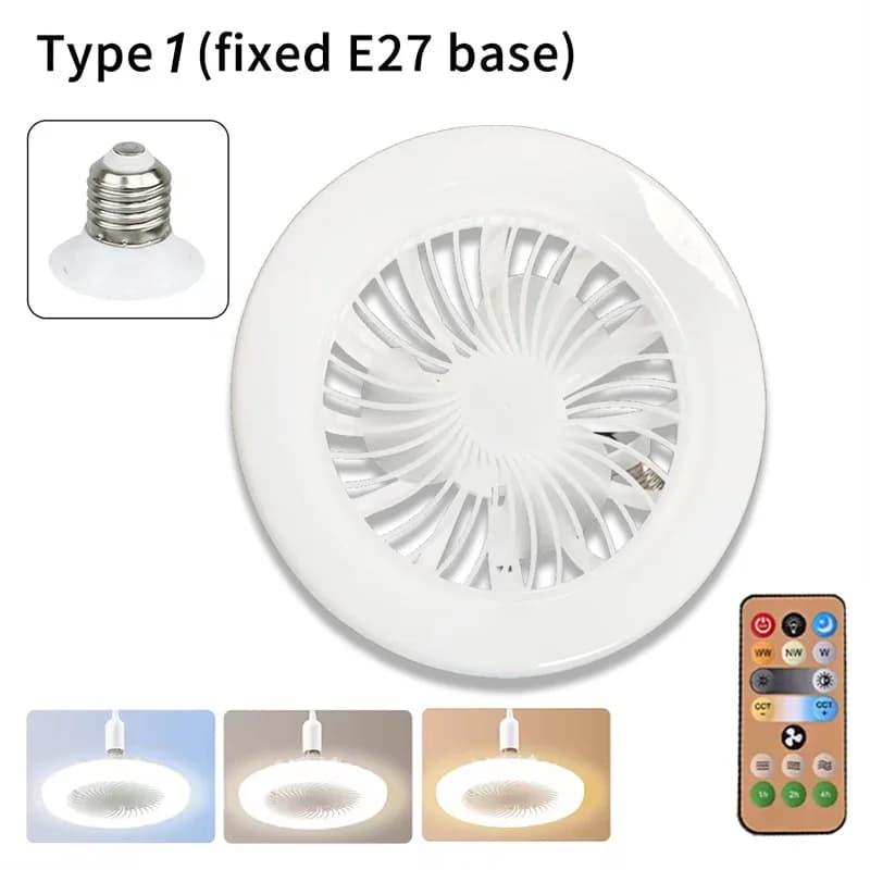 Lampes de ventilateur de plafond 2 en 1, Base E27 réglable à 3 vitesses, intensité variable infinie,
