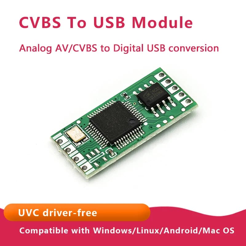 Module CVBS vers USB Conversion analogique AV CVBS vers USB numérique, pilote UVC gratuit, compatibl