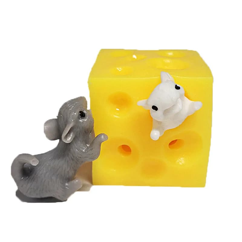 Nouveauté drôle souris et fromage doigt presser jouet extensible souris cachée dans du bloc de trou