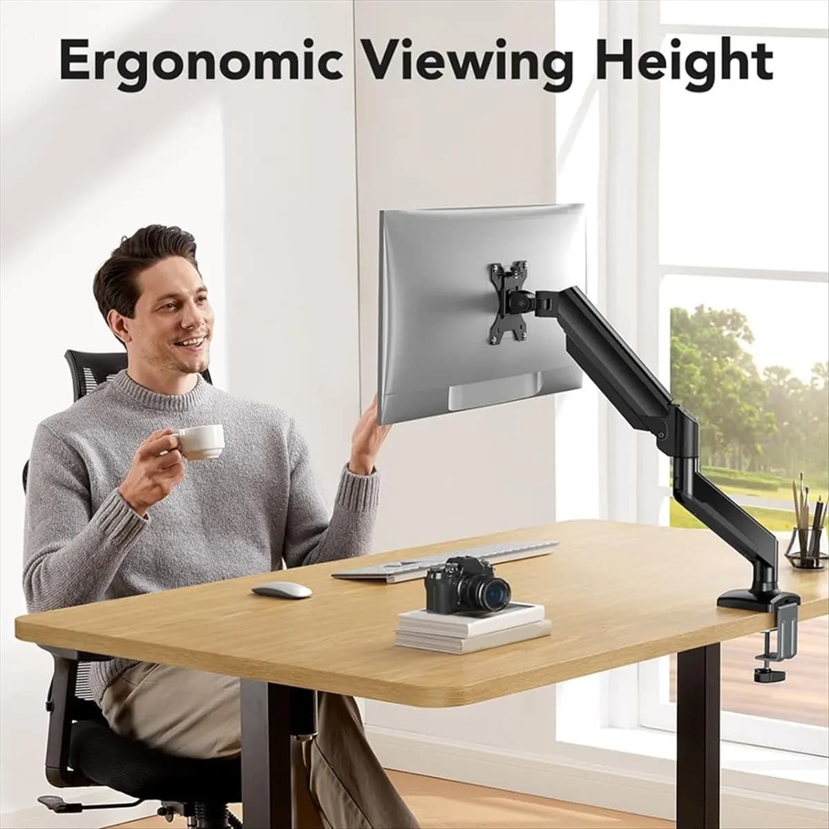 BaoBao- Support de moniteur unique pour écrans de 13 à 32 pouces jusqu'à 22 lb, bras de moniteur rég