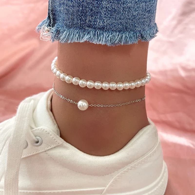Bracelet de cheville ChimRound Pearl JOAnklet pour femme, sandale pieds nus de plage, bijoux fantais
