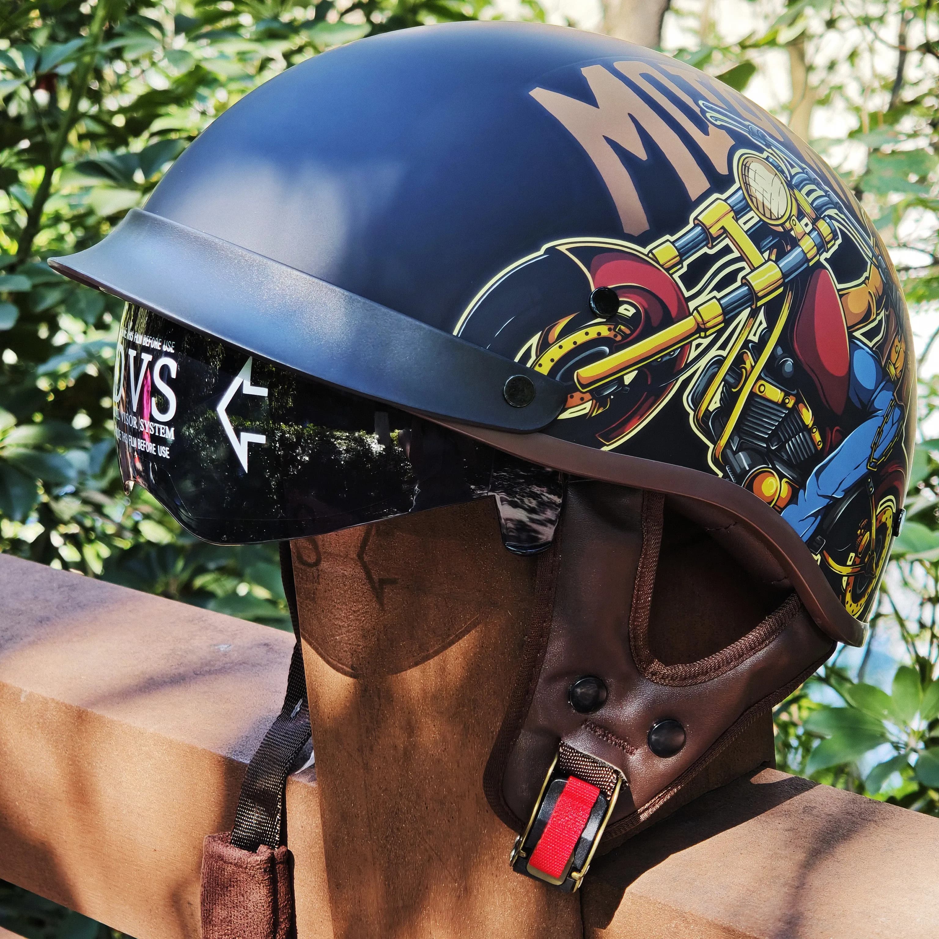 Casque de vélo électrique vintage, respirant, anti-UV, demi-casque de moto, protection contre les ch