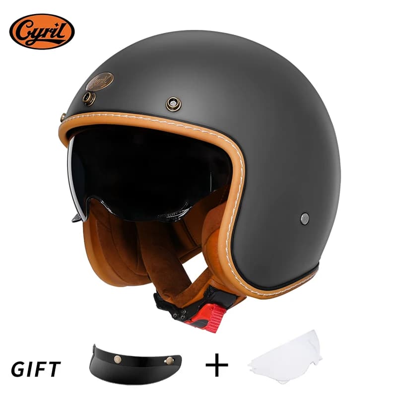 Casque de moto rétro 3/4 ouvert, léger, type jet, pour hommes et femmes, homologué DOT ECE, CYRIL B2