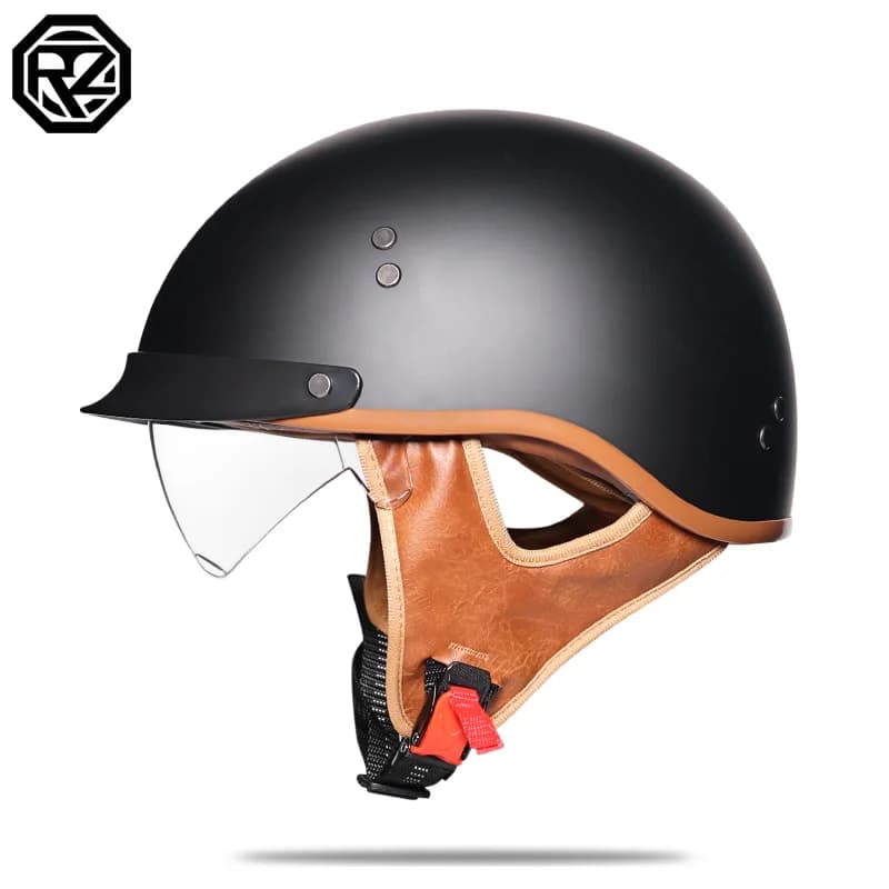 Casque de moto rétro ORZ pour la conduite estivale, casque ouvert 2/1 avec visière intégrée, homolog