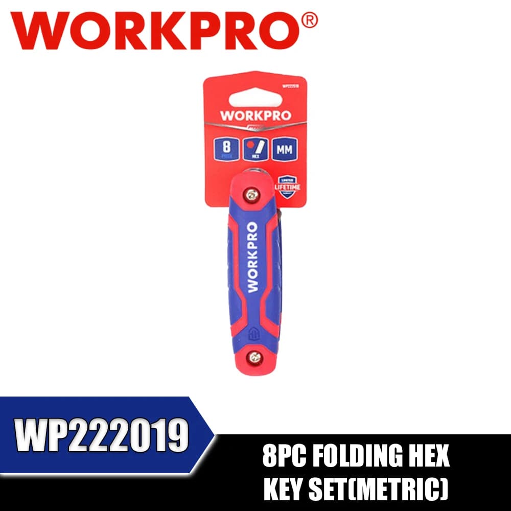 WORKPRO WP222019 Jeu de clés hexagonales pliantes 8 pièces (métriques) Accessoires pour outils élect