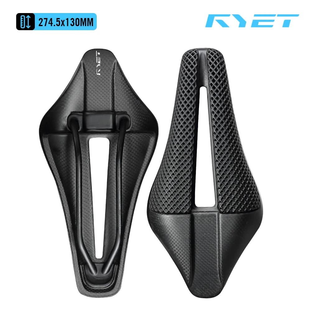 Selle de triathlon RYET TT02 imprimée en 3D, profil V-Shape, large, à nez court, avec canal de soula
