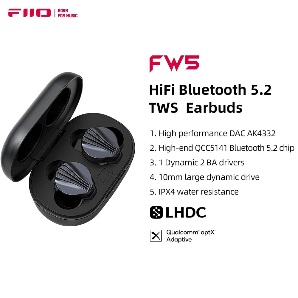 FiiO FW5 TWSWireless Bluetooth LHDC/aptX adaptateurs écouteurs Sport stéréo HiFi musique écouteurs 1
